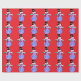 赤いラッ霜の降りたピング紙 ラッピングペーパー