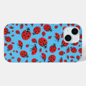 赤いラディバグラッキーパターンスカイブルーの多く Case-Mate iPhoneケース (裏面 (横))