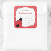 赤いラディバグ蔵書票/本の赤ちゃんシャワーを持って来る スクエアシール (バッグ)