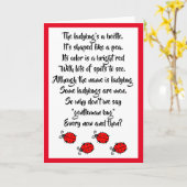 赤いラディバグ&カワイイ詩 カード (黄色い花)