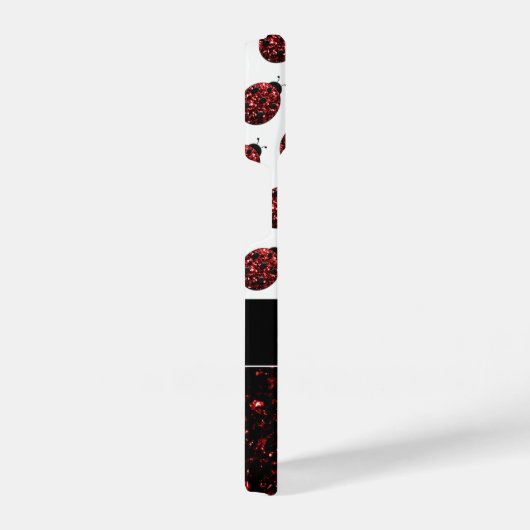 赤いラディバフェイクググリッターキラキラ模様モノグラム iPhoneケース (右側面)