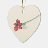 赤いラヌンキュラスの水色 セラミックオーナメント (左)