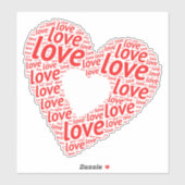 赤いラブタイポグラフィ文字 シール (シート)