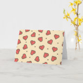 赤いラブハート カード (黄色い花)