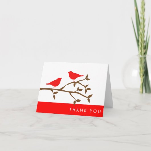 赤いラブバードに感謝 サンキューカード (正面)