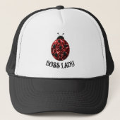 赤いラメ入りてんとう虫 BOSS LADY 名前入り キャップ (正面)