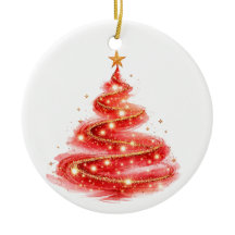 赤いラメ入りクリスマスツリーの渦巻き模様