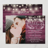 赤いランタンと自然な雰囲気の写真が一つになったウェディング 招待状 (正面/裏面)