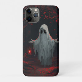 赤いランタンと赤い葉を持つ白い幽霊 iPhone 11 PROケース