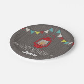 赤いランタンのキャンプの誕生日 ペーパープレート (アングル)