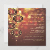 赤いランタンの二重の幸せ中国式ウェディング 招待状 (裏面)