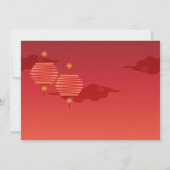 赤いランタン伝統的の中国の結婚式 招待状 (裏面)