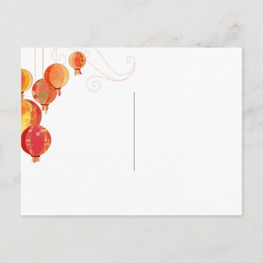 赤いランタン木炭グレーの結婚式の日付を保存 案内ポストカード (裏面)