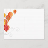 赤いランタン結婚の写真日付を保存 案内ポストカード (裏面)