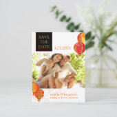 赤いランタン結婚の写真日付を保存 案内ポストカード (スタンド正面)