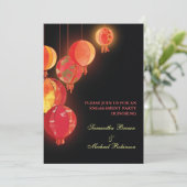 赤いランタン: 結婚式招待状のデザイン 招待状 (スタンド正面)