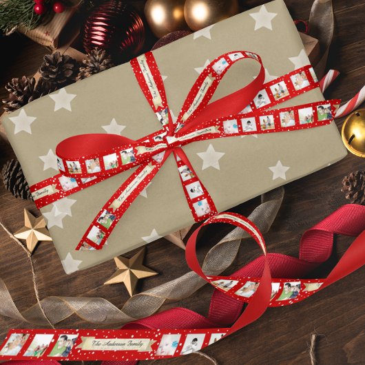 赤いランダムドットメリーリトルクリスマス サテンリボン