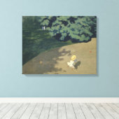 赤いランニングボールの後の少女の少女（幼少期） キャンバスプリント (インサイチュ (ウッドフロア))