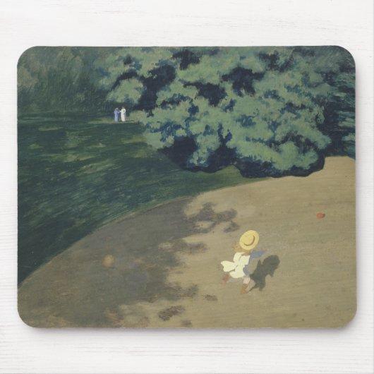 赤いランニングボールの後の少女の少女(幼少期) マウスパッド (正面)