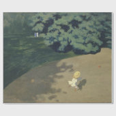 赤いランニングボールの後の少女の少女（幼少期） ラッピングペーパー (フラット)