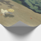 赤いランニングボールの後の少女の少女（幼少期） ラッピングペーパー (角)