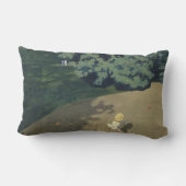 赤いランニングボールの後の少女の少女（幼少期） ランバークッション (裏面)