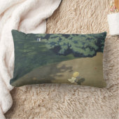 赤いランニングボールの後の少女の少女（幼少期） ランバークッション (ブランケット)