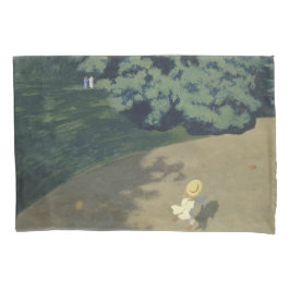 赤いランニングボールの後の少女の少女（幼少期） 枕カバー