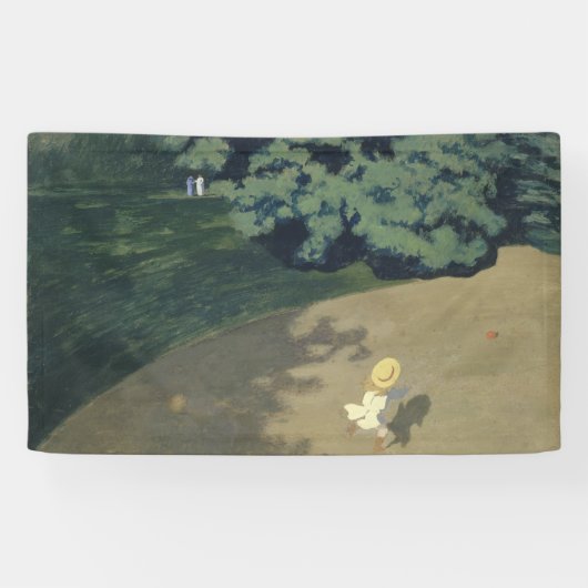 赤いランニングボールの後の少女の少女（幼少期） 横断幕 (横)