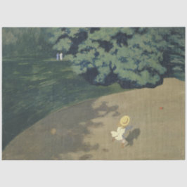 赤いランニングボールの後の少女の少女（幼少期） 薄葉紙