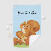 赤いリスのふわふわした尻紅食べ頬の木の実 ゴルフタオル (インサイチュ)