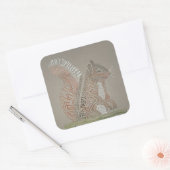 赤いリスのシール スクエアシール (封筒)