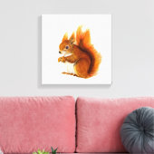 赤いリスの水の色の絵画アートワークプリント キャンバスプリント (インサイチュ (リビング))