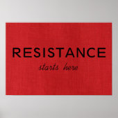 赤いリネンのテクスチャ写真で抵抗がここから始まる ポスター (正面)