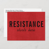 赤いリネンのテクスチャ写真で抵抗がここから始まる ポストカード (正面/裏面)