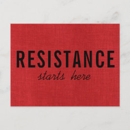赤いリネンのテクスチャ写真で抵抗がここから始まる ポストカード