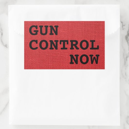 赤いリネンの写真で銃の制御を今 長方形シール (バッグ)