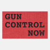 赤いリネンの写真で銃の制御を今 長方形シール (正面)