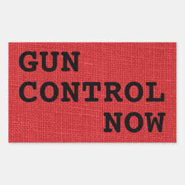 赤いリネンの写真で銃の制御を今 長方形シール