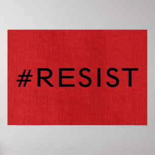 赤いリネン質の写真ポスターの#Resist ポスター