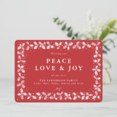 赤いリノプリントのホーリーとベリーのボーダーフラットカード（写真なし） シーズンカード (スタンド正面)