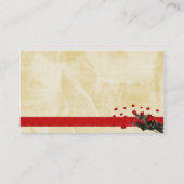 赤いリボンおよびバラの名刺 名刺 (裏面)