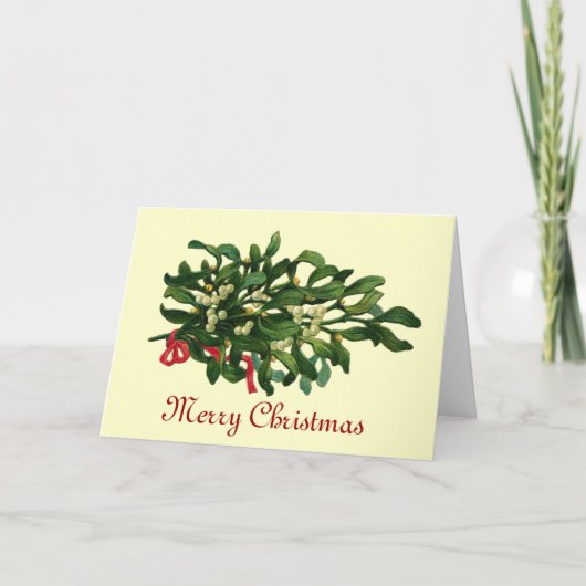 赤いリボンが付いたクリスマスのキスミト カード (正面)