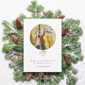 赤いリボンが付いた、気まぐれなクリスマスの写真カード シーズンカード