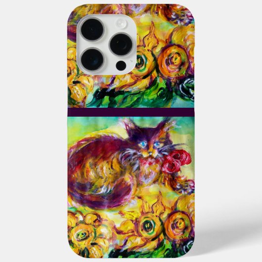 赤いリボンとヒマワリの付いた猫 Case-Mate iPhoneケース (裏面)