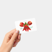 赤いリボンとホーリーの葉と赤い実のクリスマスデザイン バッジ (手持ち)