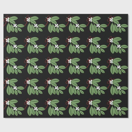 赤いリボンとミスタレトーバンチのクリスマスの休日 ラッピングペーパー (フラット)