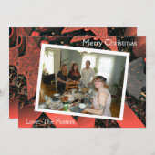 赤いリボンと木の星のカントリークリスマス写真 シーズンカード (正面/裏面)