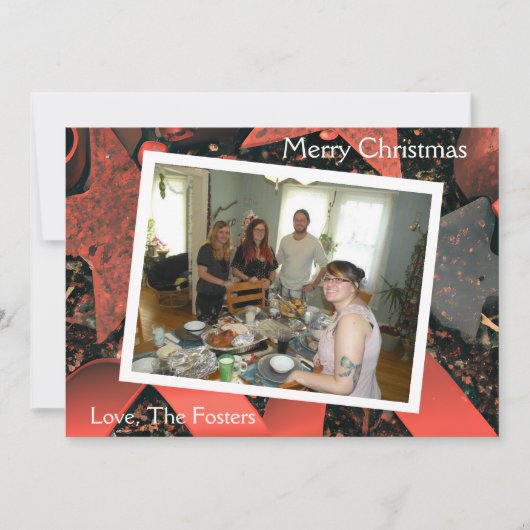 赤いリボンと木の星の国のクリスマスフォト シーズンカード (正面)