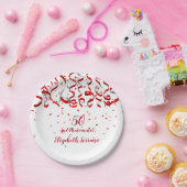 赤いリボンと紙吹雪誕生日パーティー ペーパープレート (パーティー)